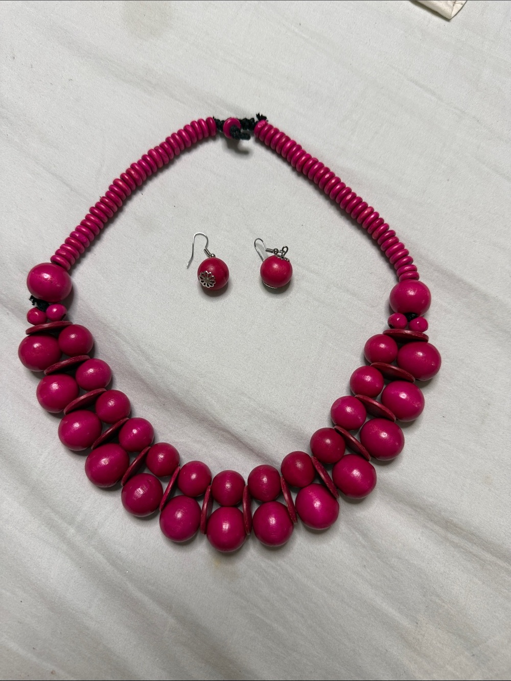 Paparazzi Hot Pink Beaded Necklace & Earrings Set